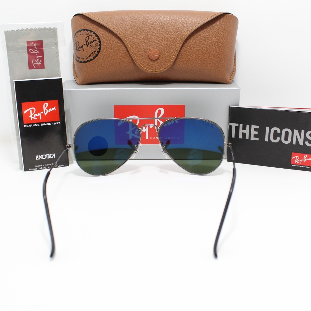 RAY-BAN RB 3025 004/58 POLARIZED GUNMETAL AVIATORS - Picture 4 of 8